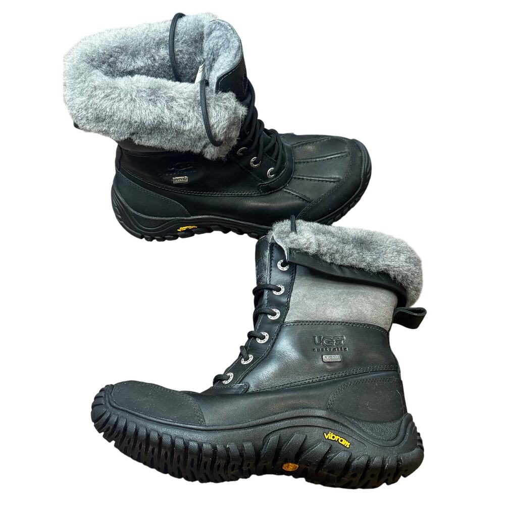 UGG Adirondack II Boots Black Leather & Suede Waterproof Winter Wms 8 EU 39 - Picture 1 of 12